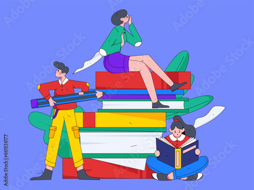 Education learning people flat vector concept hand drawn illustration 