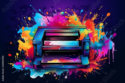 Printer paint abstract rainbow multicolored ink background drawing banner graphic design colorful art