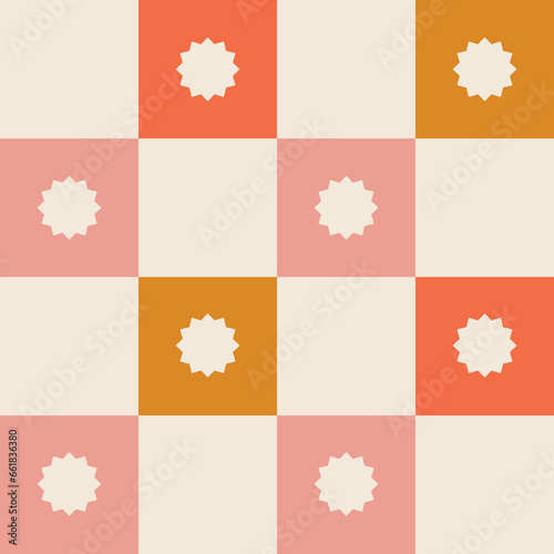 1960s, 1970s retro groovy checkered seamless pattern, 60s, 70s geometric vector illustration
