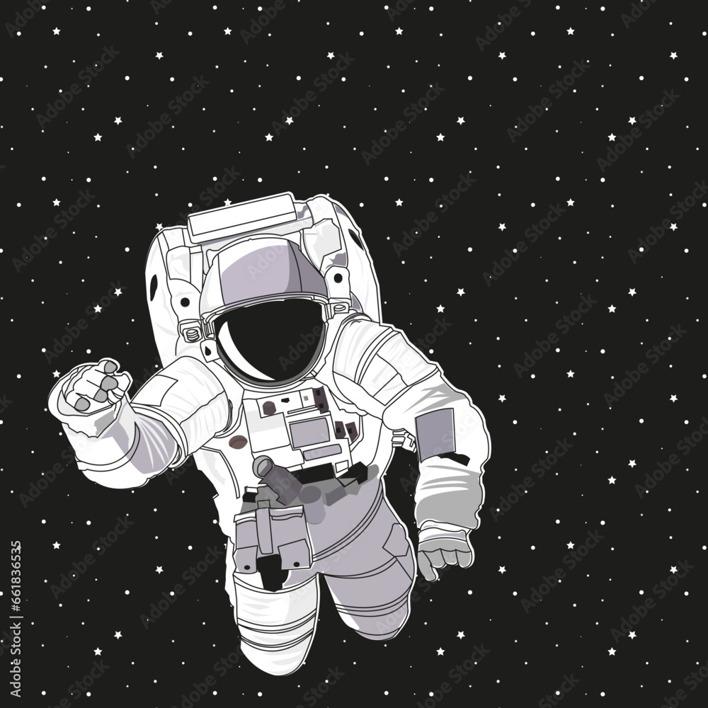 Spaceman single print floating in outer space Spaceman single print floating in outer space