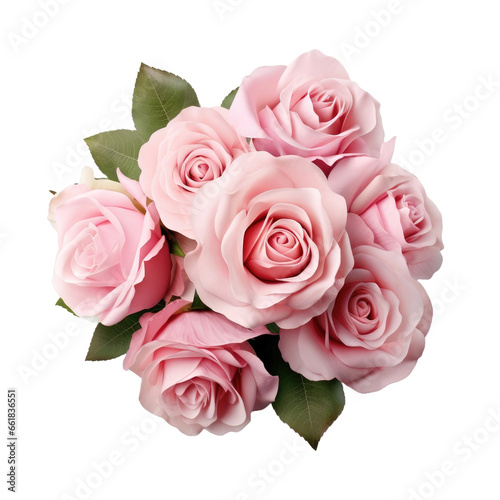 Bouquet of pink roses on transparent background