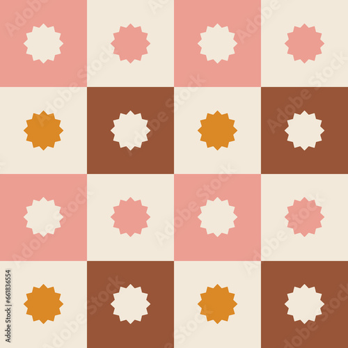 1960s, 1970s retro groovy checkered seamless pattern, 60s, 70s geometric vector illustration