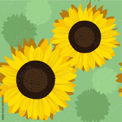 Sunflowers on a green background