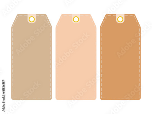 Set of beige price tags coupons. Sale and discount template. Cyber Monday. Black Friday. Boxing Day. Simple flat vector illustration for product advertising. Blank price tag decorate discount design.