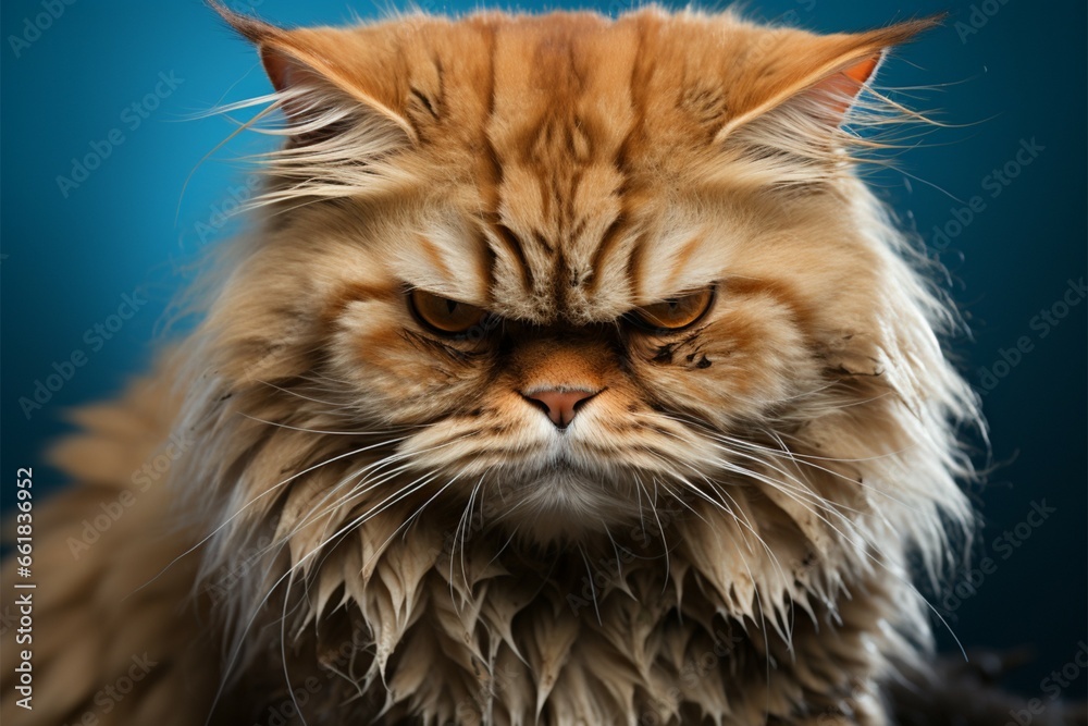 Fury and dissatisfaction encompass the cats negative facial expression today