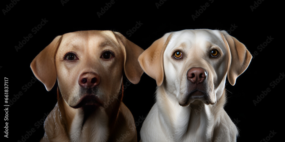 Pair of White Labs Captured in Portrait, Labradors Striking a Pose for a Beautiful Shot Ai Generative

