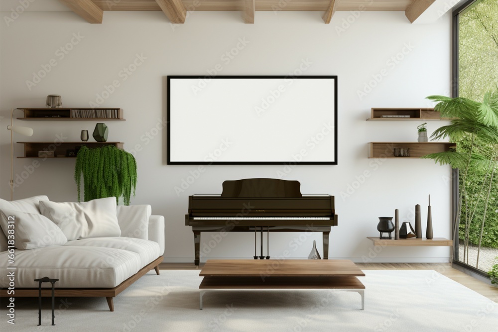 Living room 3D render LED TV on the wall, design space Living room 3D render LED TV on the wall, design space