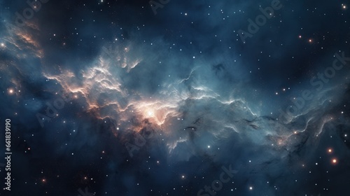 Starfield with nebula. Illustration based on a composite of Hubble Space Telescope imagery.