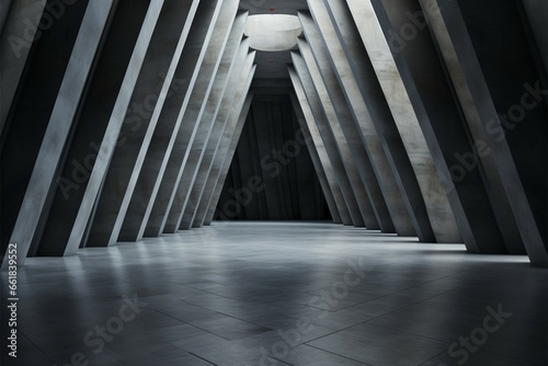 The quiet grandeur of an empty cement tunnels abstract interior