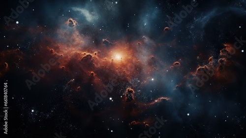 Starfield with nebula. Illustration based on a composite of Hubble Space Telescope imagery.