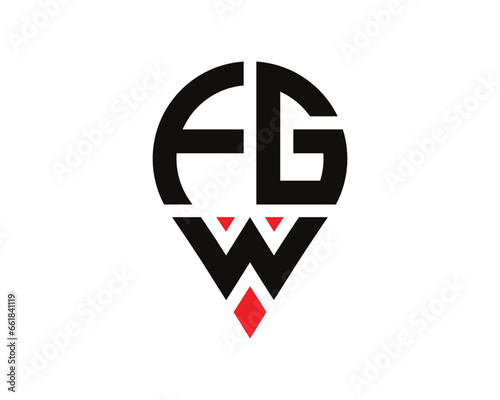 Free Download FGW letter location shape logo design. FGW letter location logo simple design. - GFXLoad