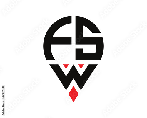Free Download FSW letter location shape logo design. FSW letter location logo simple design. - GFXLoad