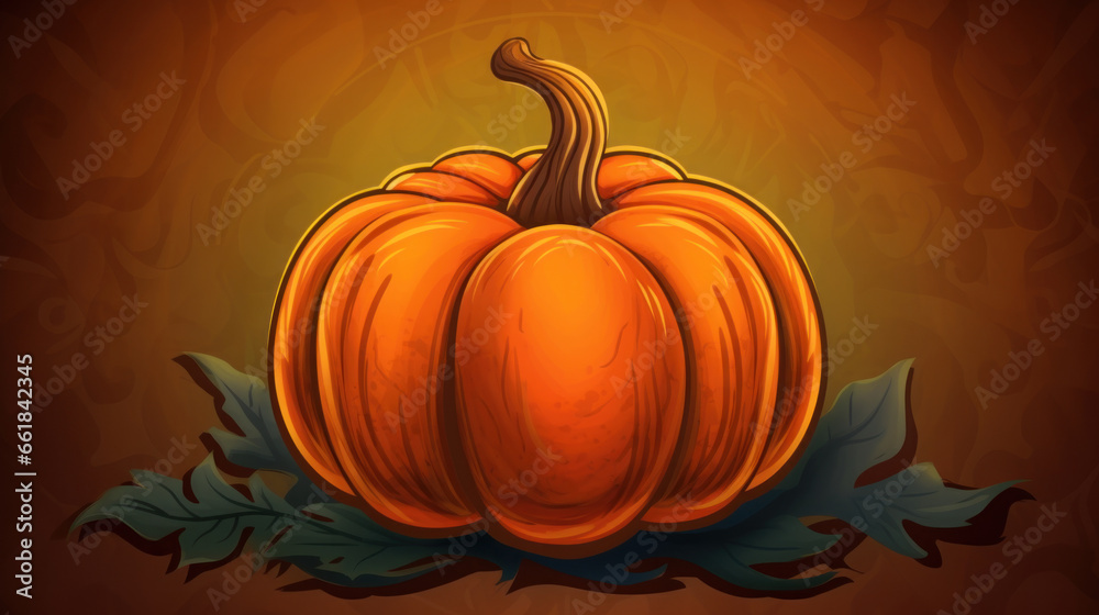 Naklejka premium Illustration of a pumpkin in dark orange tones
