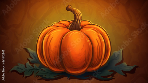 Illustration of a pumpkin in dark orange tones