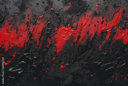 black cement texture background with red watercolor drips or splashes. generative ai