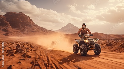 a person riding an atv at the desert photo