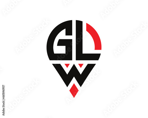 Free Download GLW letter location shape logo design. GLW letter location logo simple design. - GFXLoad