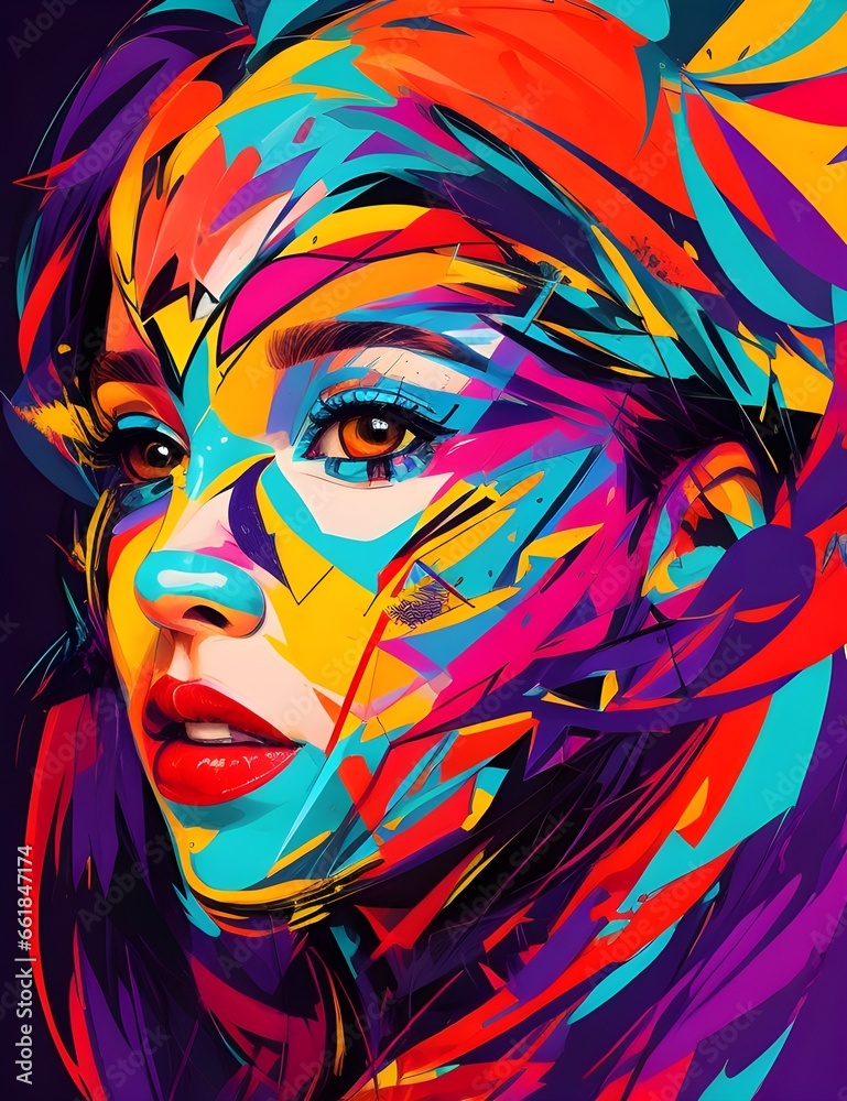 Portrait of a woman with creative painted face illustration 
