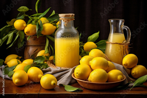 Capture the freshness of lemons and their delicious juice in a beautifully illuminated product photoshoot. Ai generated