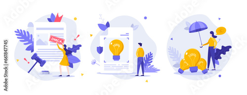 Set of Business Character Scenes. Vector Illustration