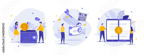Set of Business Character Scenes. Vector Illustration