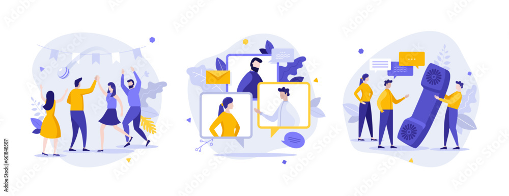 Fototapeta premium Set of Business Character Scenes. Vector Illustration
