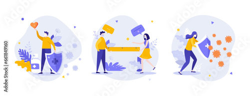 Set of Business Character Scenes. Vector Illustration
