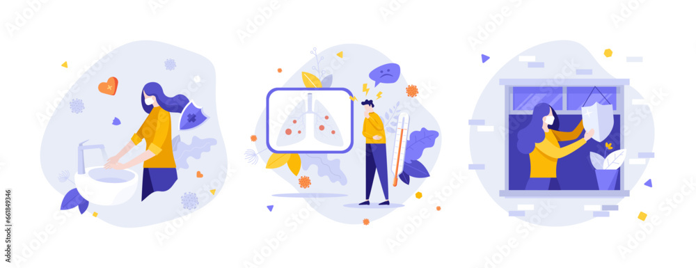 Fototapeta premium Set of Business Character Scenes. Vector Illustration
