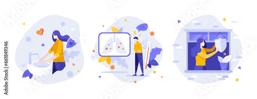 Set of Business Character Scenes. Vector Illustration