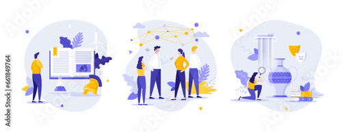 Set of Business Character Scenes. Vector Illustration
