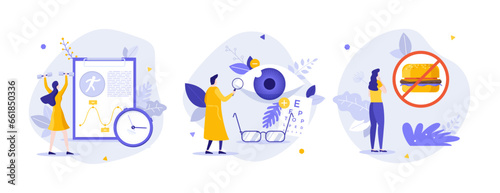 Set of Business Character Scenes. Vector Illustration