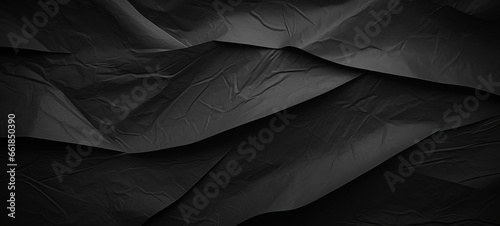 Dark black gray colored gradient texture with overlapping crumpled paper layers - Abstract background photo