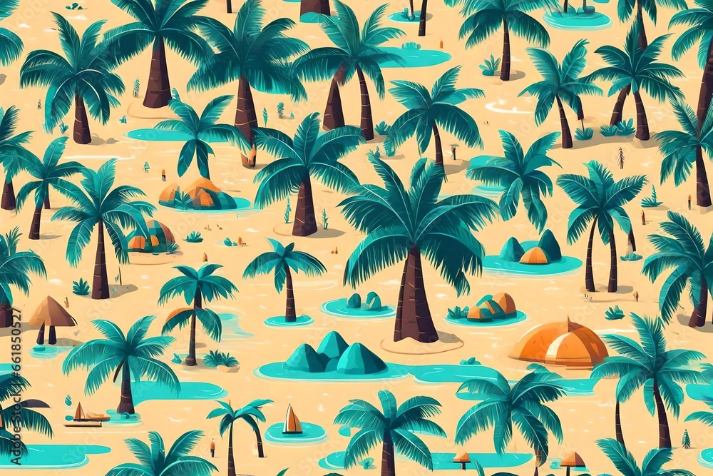 seamless background with palm trees