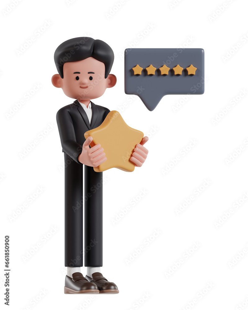 3d Illustration of Cartoon Businessman received and earned a five star rating 3d Illustration of Cartoon Businessman received and earned a five star rating