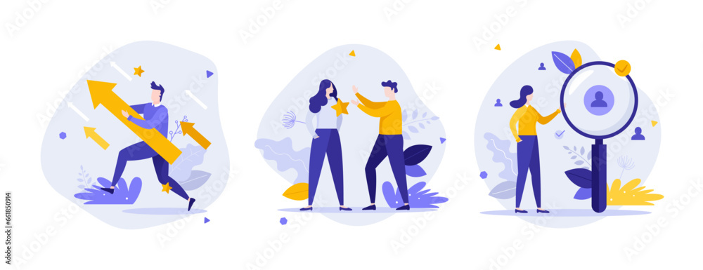Fototapeta premium Set of Business Character Scenes. Vector Illustration