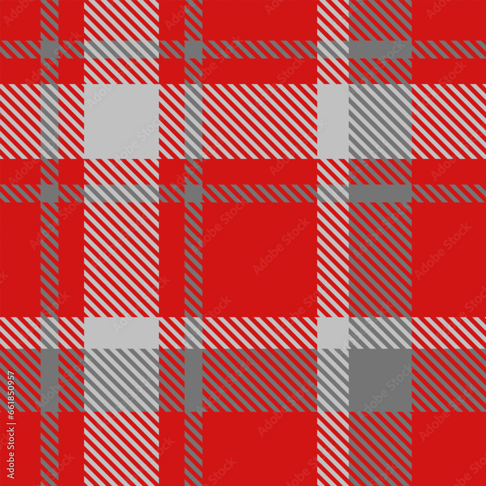 Seamless Red Grey Tartan Plaid Pattern. Check fabric texture for flannel skirt, shirt, blanket
