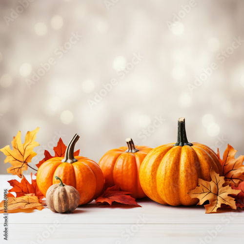 Fall background with orange pumpkins