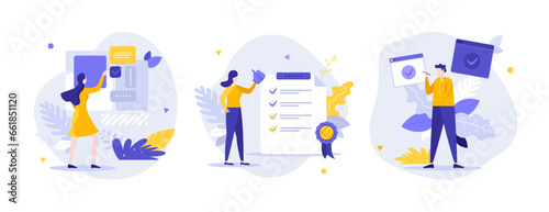 Set of Business Character Scenes. Vector Illustration