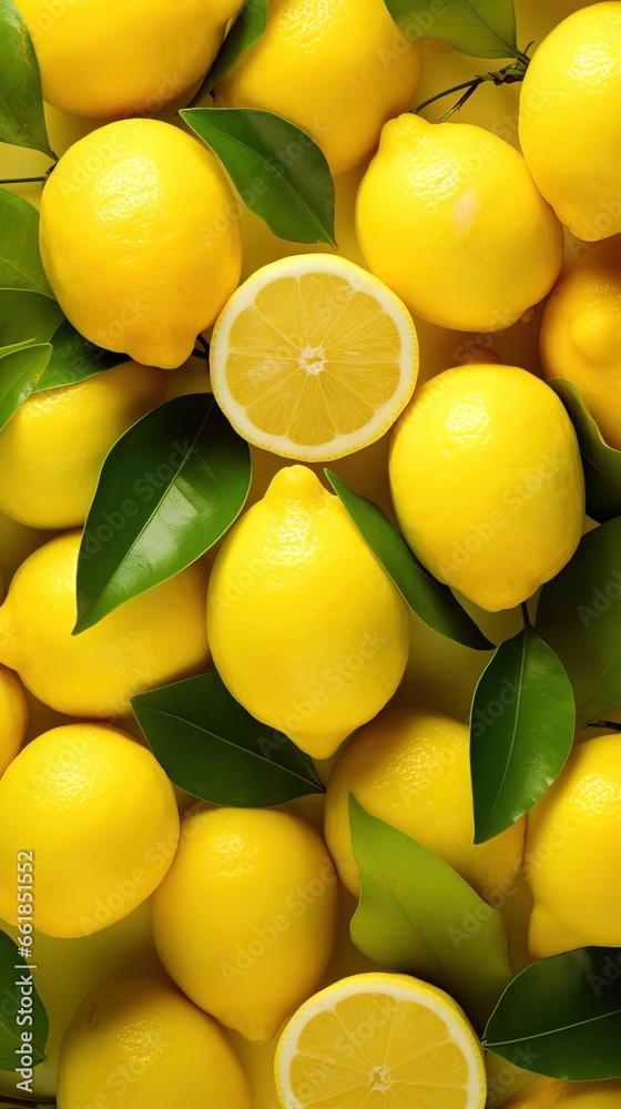 seamless repeatable and tilelable texture pattern of fresh lemon fruits