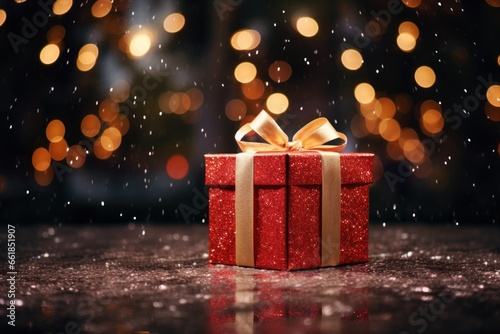 christmas tree with gifts bokeh sparking background © 7oanna