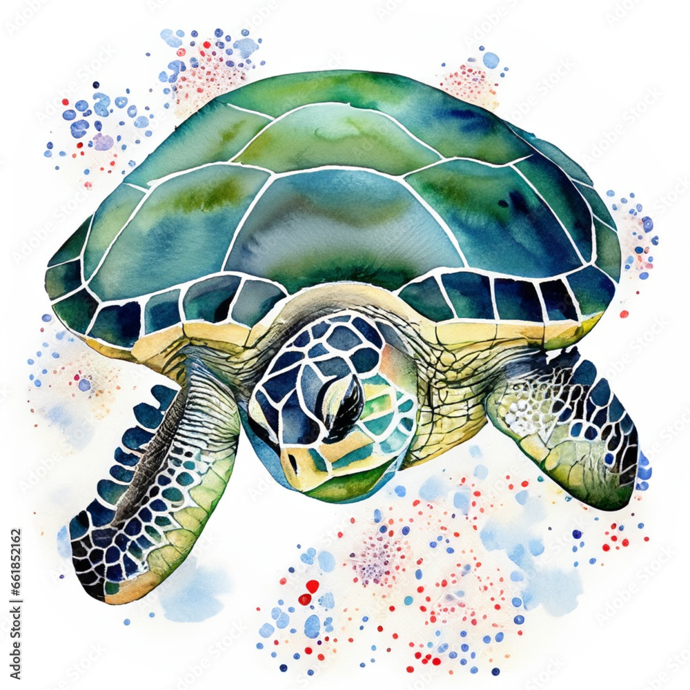 Żółw morski ilustracja - obrazy, fototapety, plakaty 