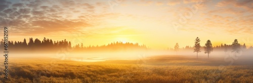 scenic dawn Sun rising over countryside panorama