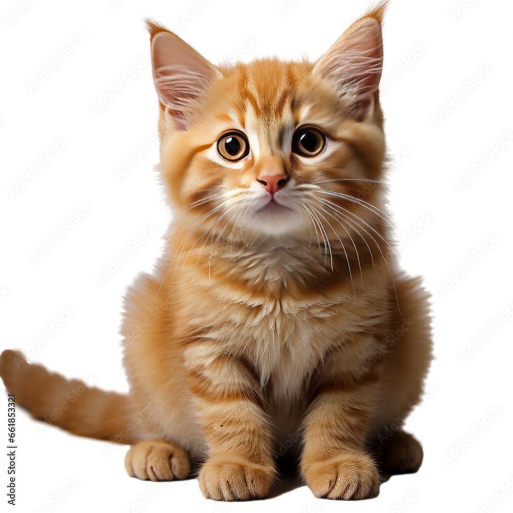 Cute small cat on transparent background