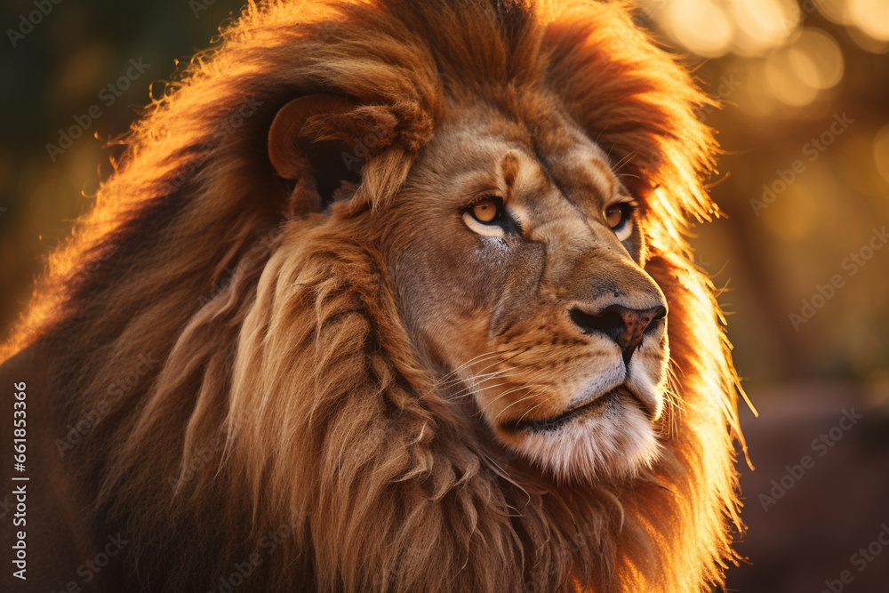 Fototapeta premium Closeup of male Lion animal face.