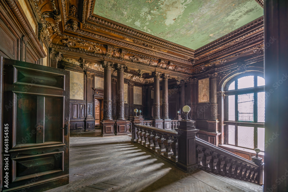 Abandoned haunted palace castle in Bożków in Lower Silesia, Poland