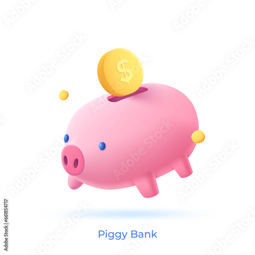 3d cartoon icon. Banking vector illustration