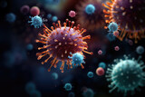 Viruses, bacteria macro, microbiology concept