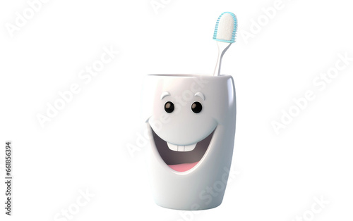 3D Cartoon of Toothbrush Holder on isolated background