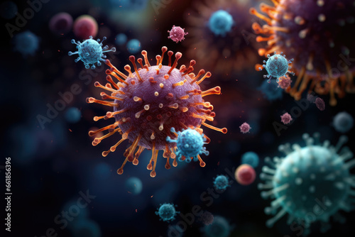 Viruses, bacteria macro, microbiology concept © Michael