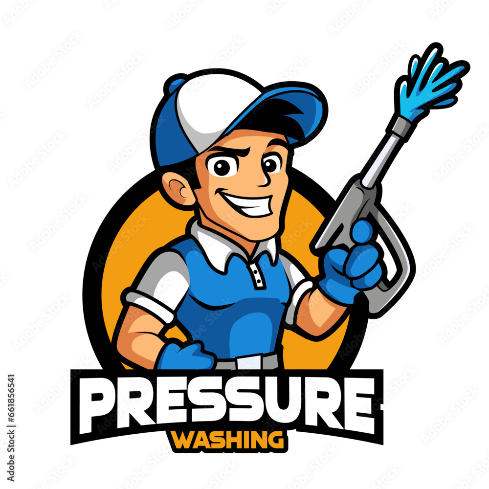Washer Pressure worker mascot character Washer Pressure worker mascot character